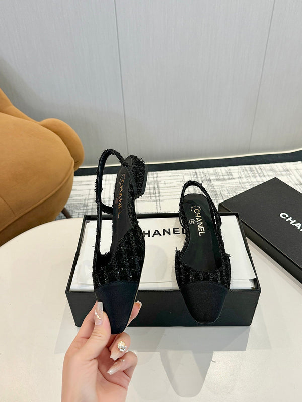 cc 25c slingback flat nero tweed nero grosgrain 233610