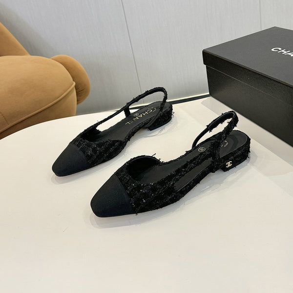 cc 25c slingback flat nero tweed nero grosgrain 233610