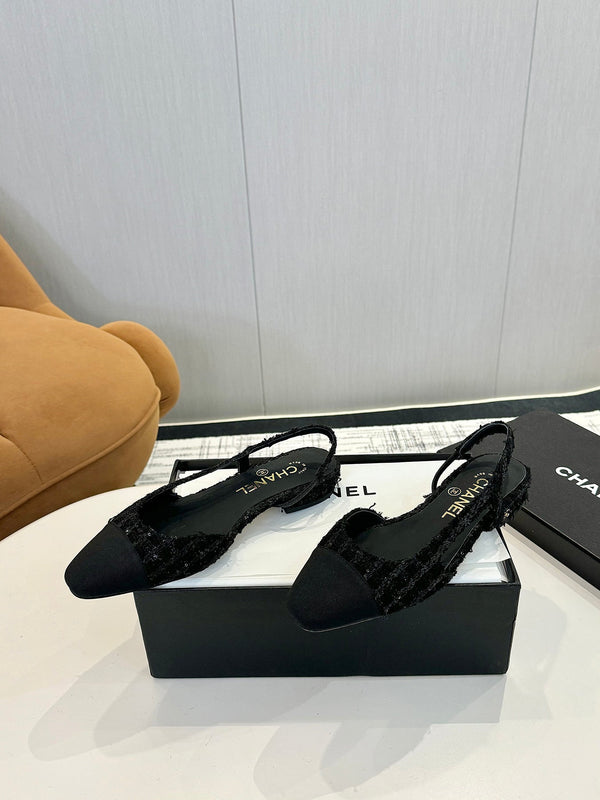 cc 25c slingback flat nero tweed nero grosgrain 233610