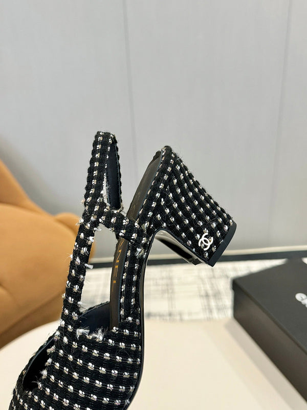cc 25c slingback 65 black white tweed black grosgrain 233614