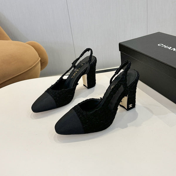 cc 25c slingback 90 black tweed black grosgrain 233617