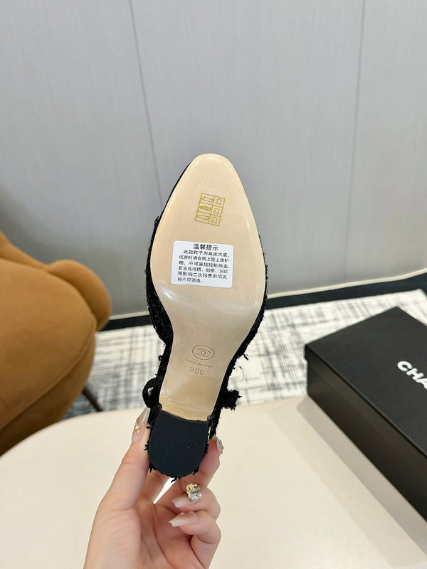 cc 25c slingback 90 black tweed black grosgrain 233621