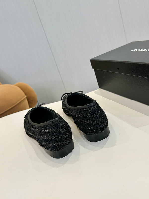 cc 25c ballet flat black tweed black grosgrain 233624