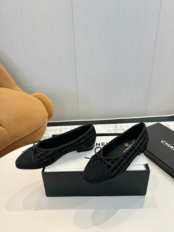 cc 25c ballet flat black tweed black grosgrain 233624