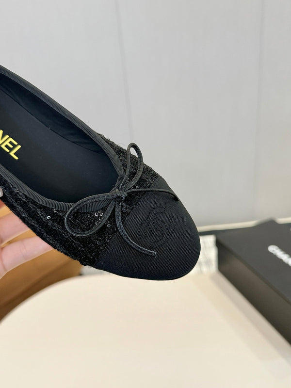 cc 25c ballet flat black tweed black grosgrain 233624