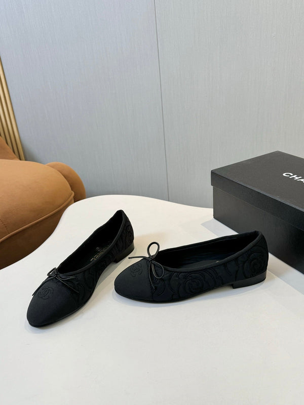 CC 25ss Métiers d’art Ballet Flats 10mm Black Fabric Grosgrain 417041