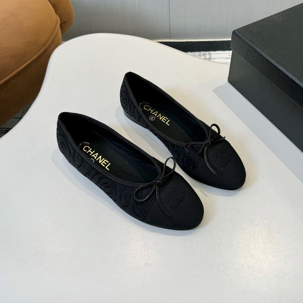 CC 25ss Métiers d’art Ballet Flats 10mm Black Fabric Grosgrain 417041