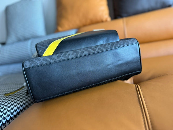 ZAINO FENDI 44 MINI IN TESSUTO JACQUARD MONOGRAM NERO E PELLE DI VITELLO