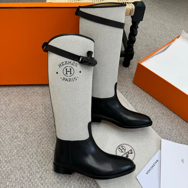 HM Jumping Boot In White Mix Black Calfskin And Mesh Fabric  973841