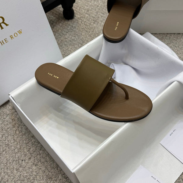 Signum Flat Sandal in Brown Calfskin 290732
