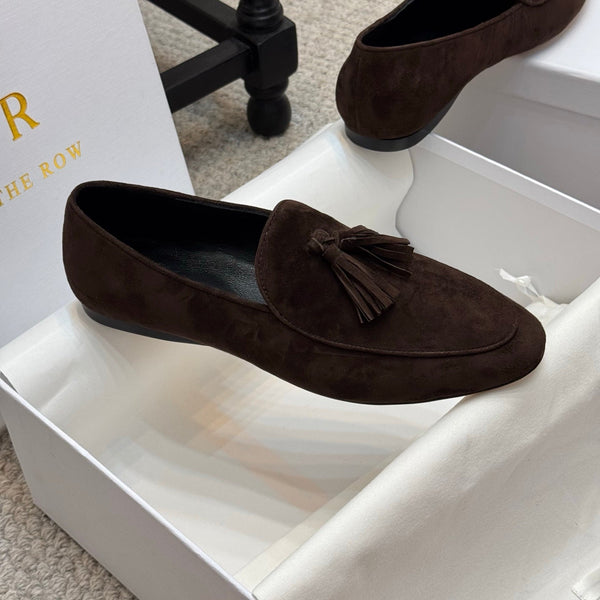 The Row Loafer Dark Brown Suede 290740