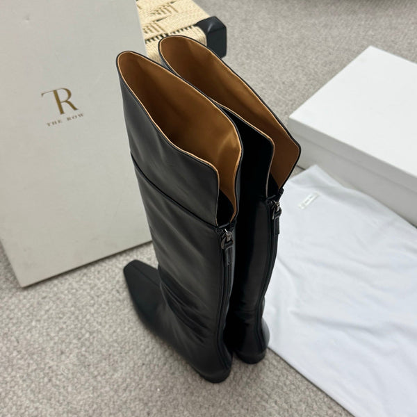 The Row Slouch Over-The-Knee Boots 35mm Black Calfskin 429128