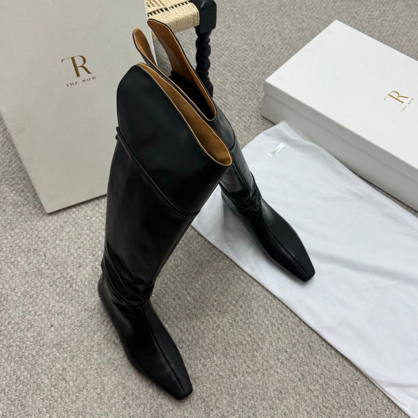 The Row Slouch Over-The-Knee Boots 35mm Black Calfskin 429128