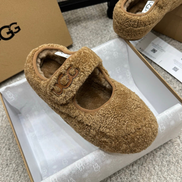 UGG Logo Mary Jane Flat Brown Wool 523103