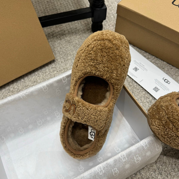 UGG Logo Mary Jane Flat Brown Wool 523103