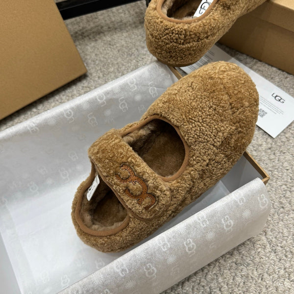 UGG Logo Mary Jane Flat Brown Wool 523103