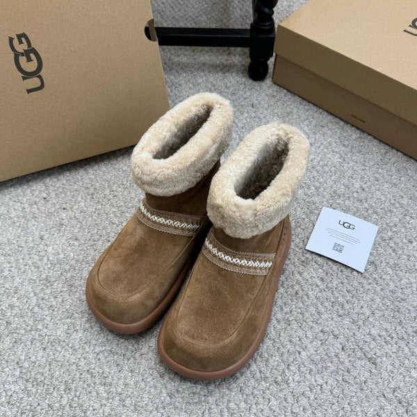 UGG 25ss Ankle Boots Brown Sheep Fur Suede 523106