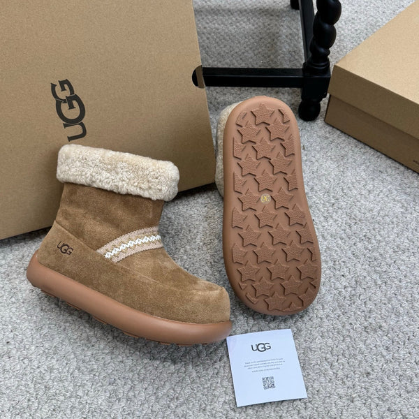 UGG 25ss Ankle Boots Brown Sheep Fur Suede 523106