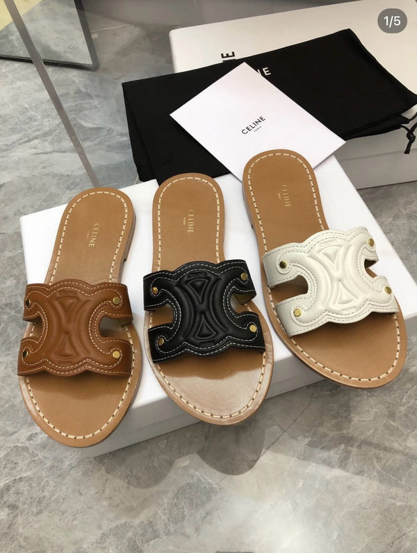 Celine Slipper Logo Cowhide 374743
