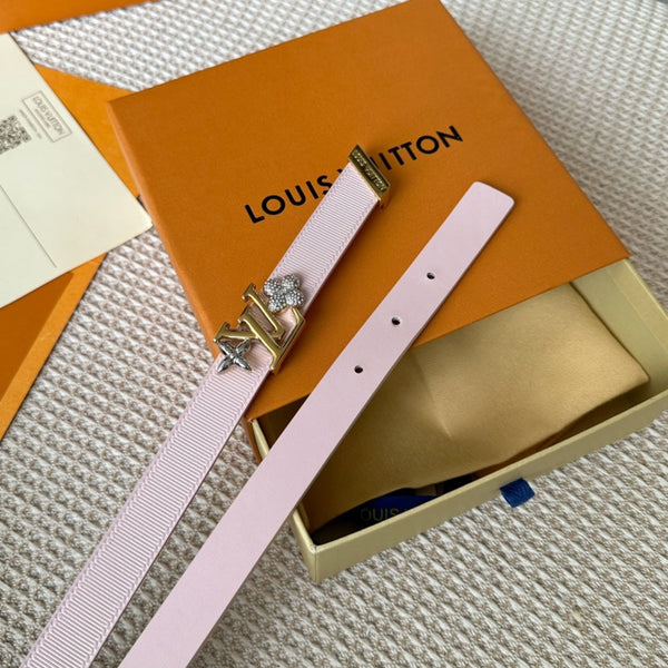 LV GRAM 20 MM REVERSIBLE BELT LIGHT PINK CALFSKIN GOLD HARDWARE
