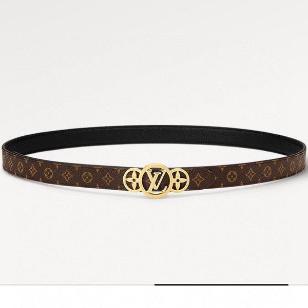 LV S-LOCK BELT 20 MM TAUPE BROWN MONOGRAM AND BLACK CALFSKIN GOLD HARDWARE
