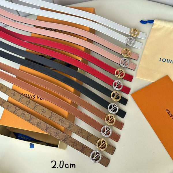 LV Circle Nautical 20mm Reversible Square End Tip Belt Silver Buckle Navy Blue Brown lambskin