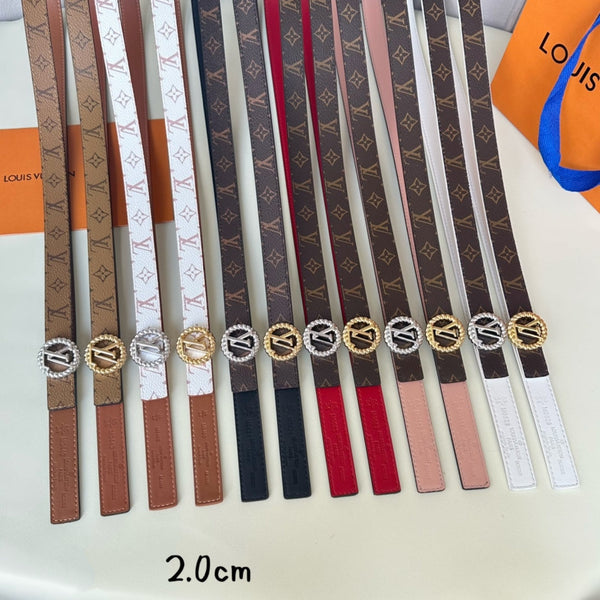 LV Circle Nautical 20mm Reversible Square End Tip Belt Silver Buckle Tan Light Brown lambskin