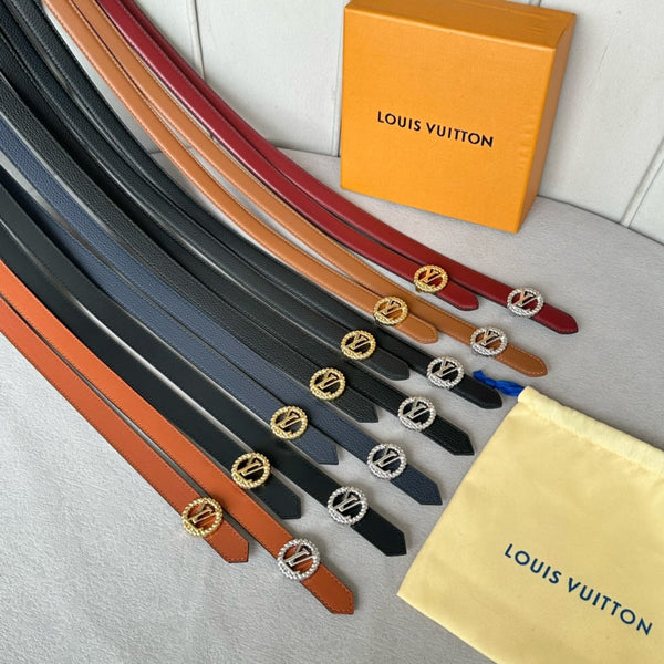 LV S-LOCK BELT 20 MM IN BRONZE BROWN CALFSKIN AND CIRCLE SILVER HARDWARE