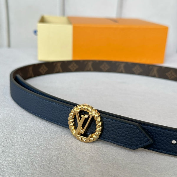 LV S-LOCK BELT 20 MM IN NAVY BLUE CALFSKIN AND CIRCLE GOLD HARDWARE