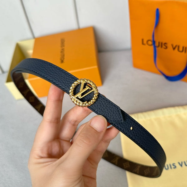 LV S-LOCK BELT 20 MM IN NAVY BLUE CALFSKIN AND CIRCLE GOLD HARDWARE