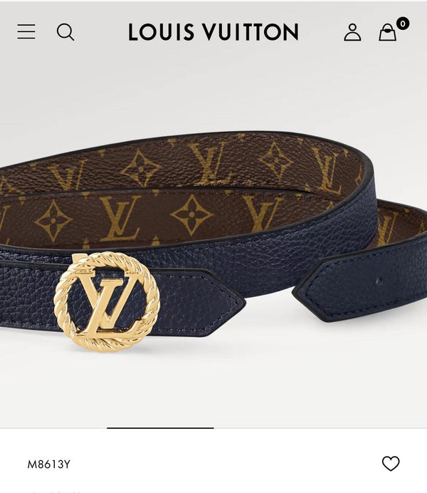 LV S-LOCK BELT 20 MM IN NAVY BLUE CALFSKIN AND CIRCLE GOLD HARDWARE