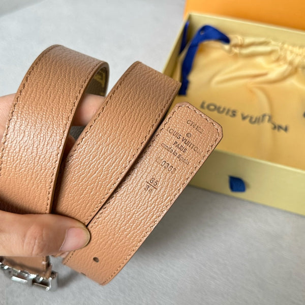 LV BLOOM 30MM BELT IN APRICOT ORANGE CALFSKIN SILVER HARDWARE