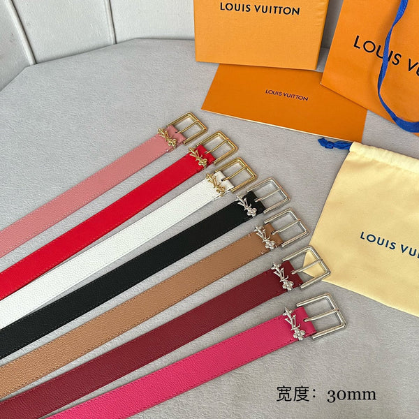 LV BLOOM 30MM BELT IN DEEP PINK CALFSKIN SILVER HARDWARE