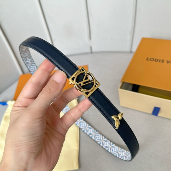 Josephine 20mm Reversible Belt Gold Buckle Black White Blue Leather