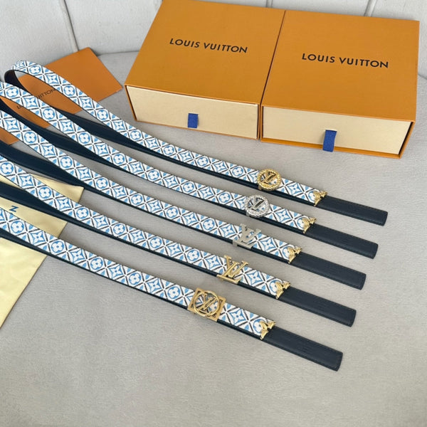 Josephine 20mm Reversible Belt Gold Buckle Black White Blue Leather