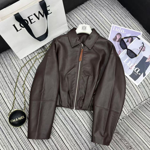 Loewe Draped Jacket Brown Nappa Lambskin 348576