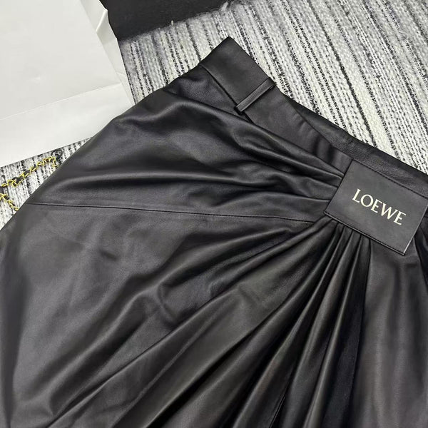 Loewe Wide-Leg Trousers Black Nappa Leather 348563