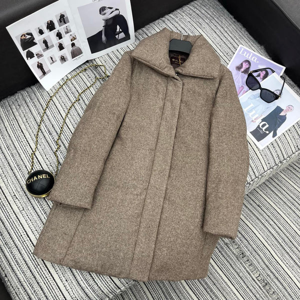 LP 25 Mid-Length Jacket Light Brown Wool Fabric Down 308182