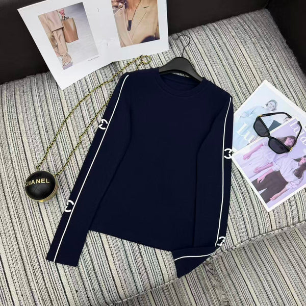 Chanel 2025 Long-sleeved Top Blue Cotton 318956