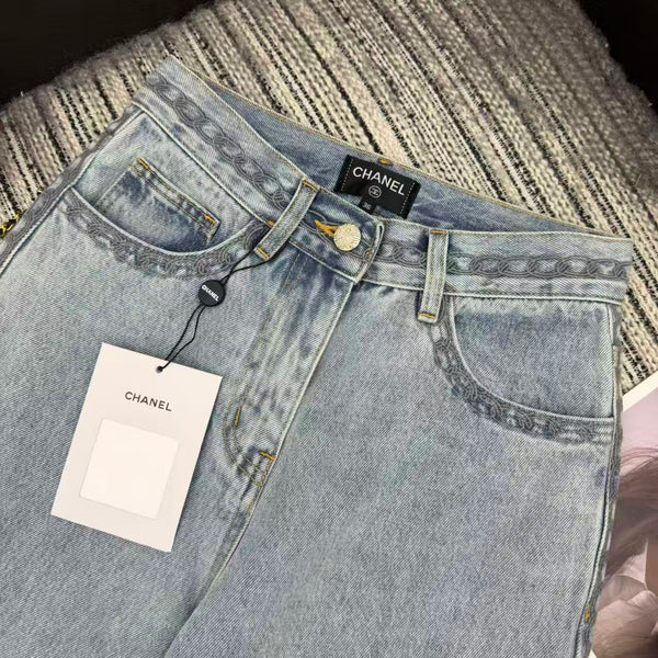 CC Ready-to-Wear Wide-leg Light Blue Denim Jeans 349031