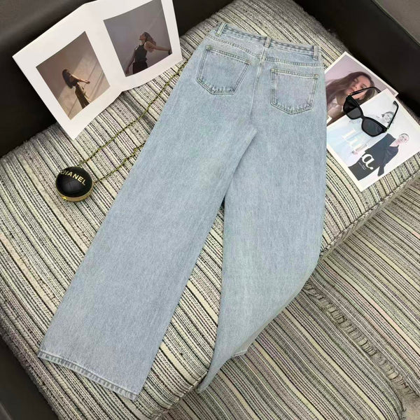 CC Ready-to-Wear Wide-leg Light Blue Denim Jeans 349031