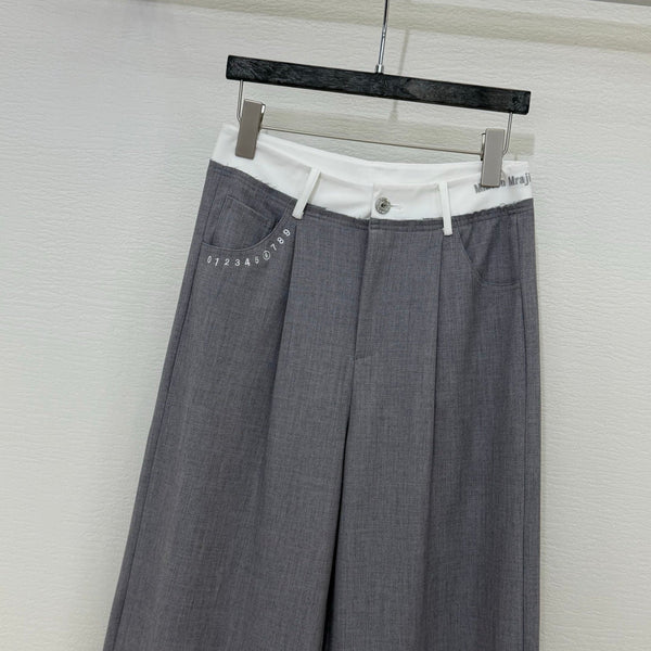 MM6 Curved Blade Cargo Pants Grey Cotton 387964