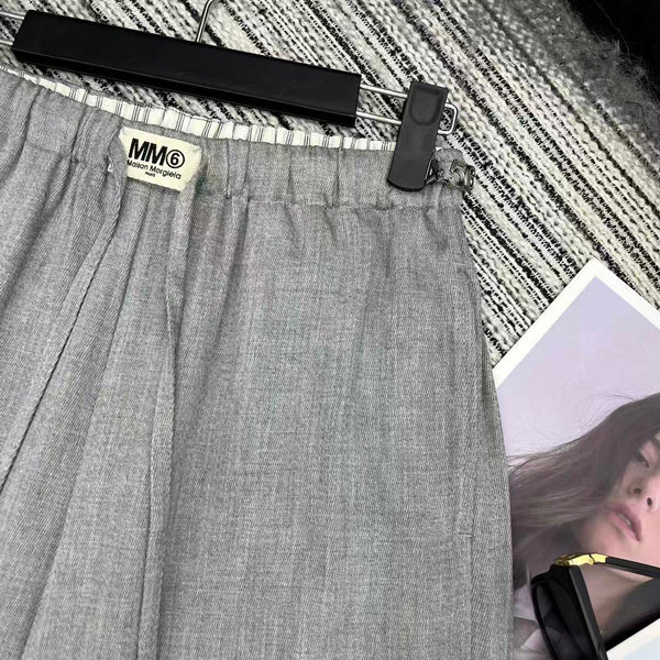 MM6 Waist Wide-Leg Suit Trousers Grey Linen 387968