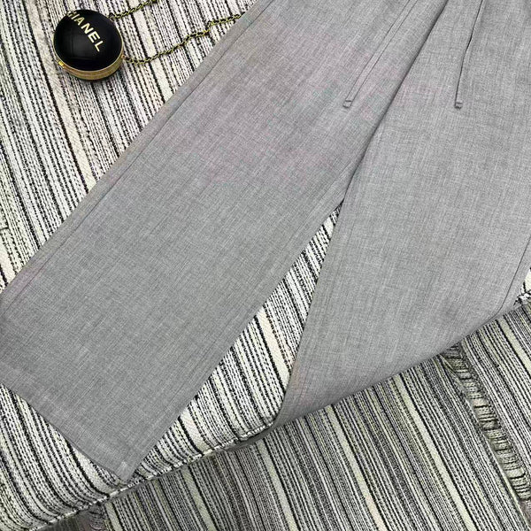 MM6 Waist Wide-Leg Suit Trousers Grey Linen 387968