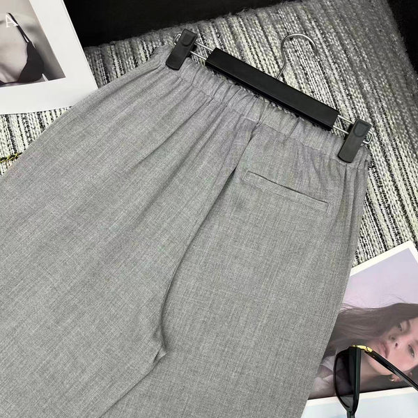 MM6 Waist Wide-Leg Suit Trousers Grey Linen 387968