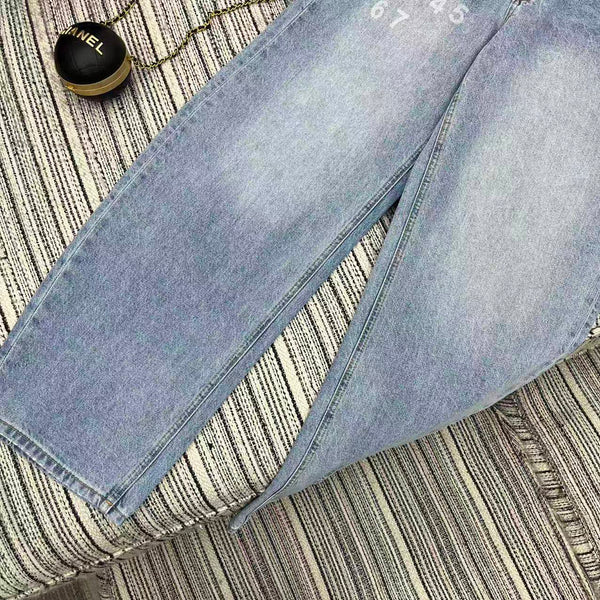 MM6 Curved Wide-Leg Pants Light Wash Baggy Denim 387961