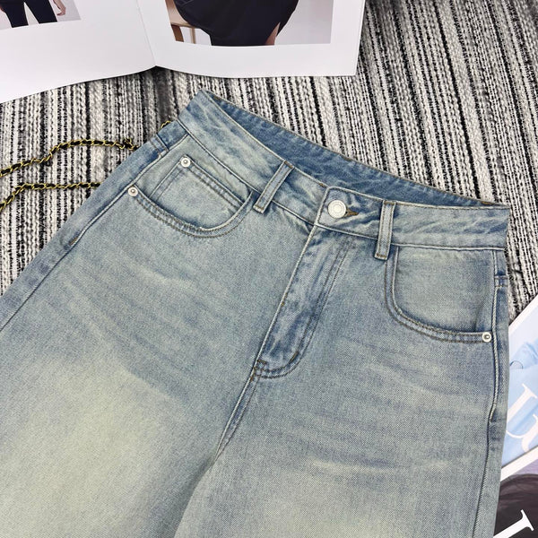 MM6 Capri Pants Light Wash Baggy Denim 387957