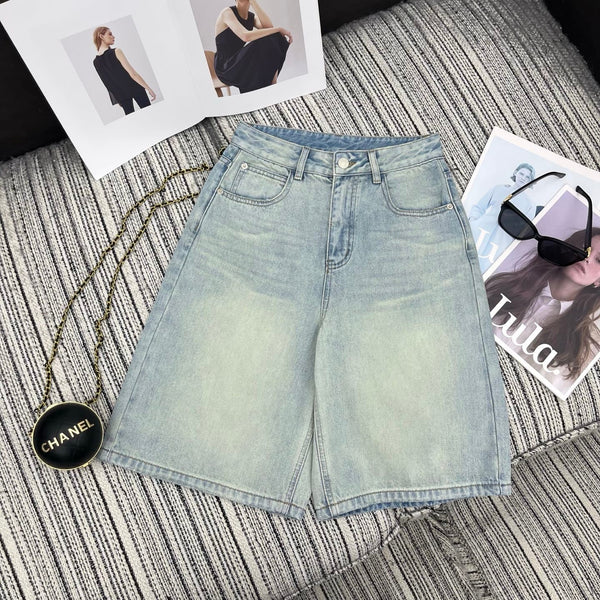 MM6 Capri Pants Light Wash Baggy Denim 387957