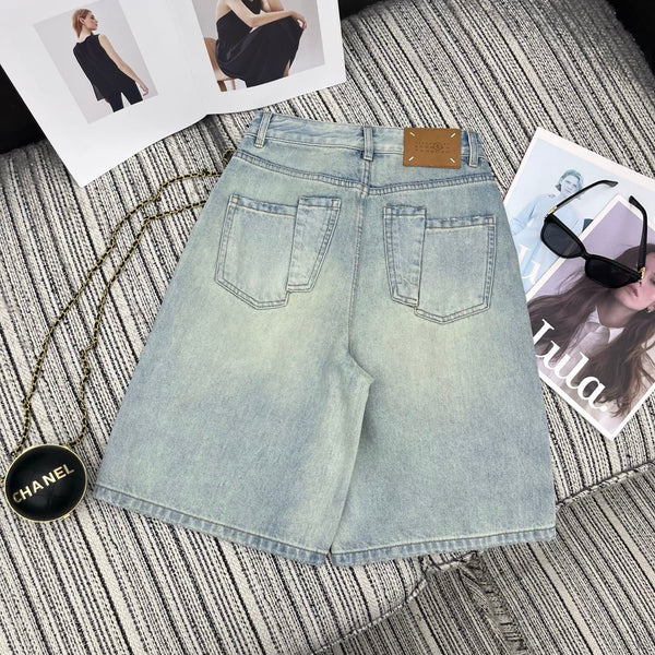 MM6 Capri Pants Light Wash Baggy Denim 387957