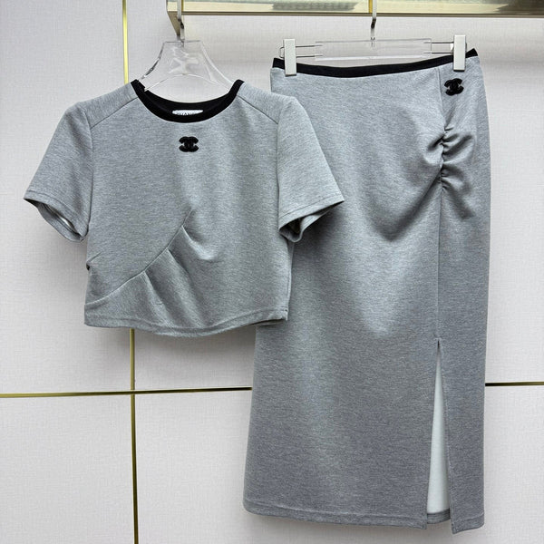 Ensemble jupe et T-shirt Chanel 2026 Coton gris 354770
